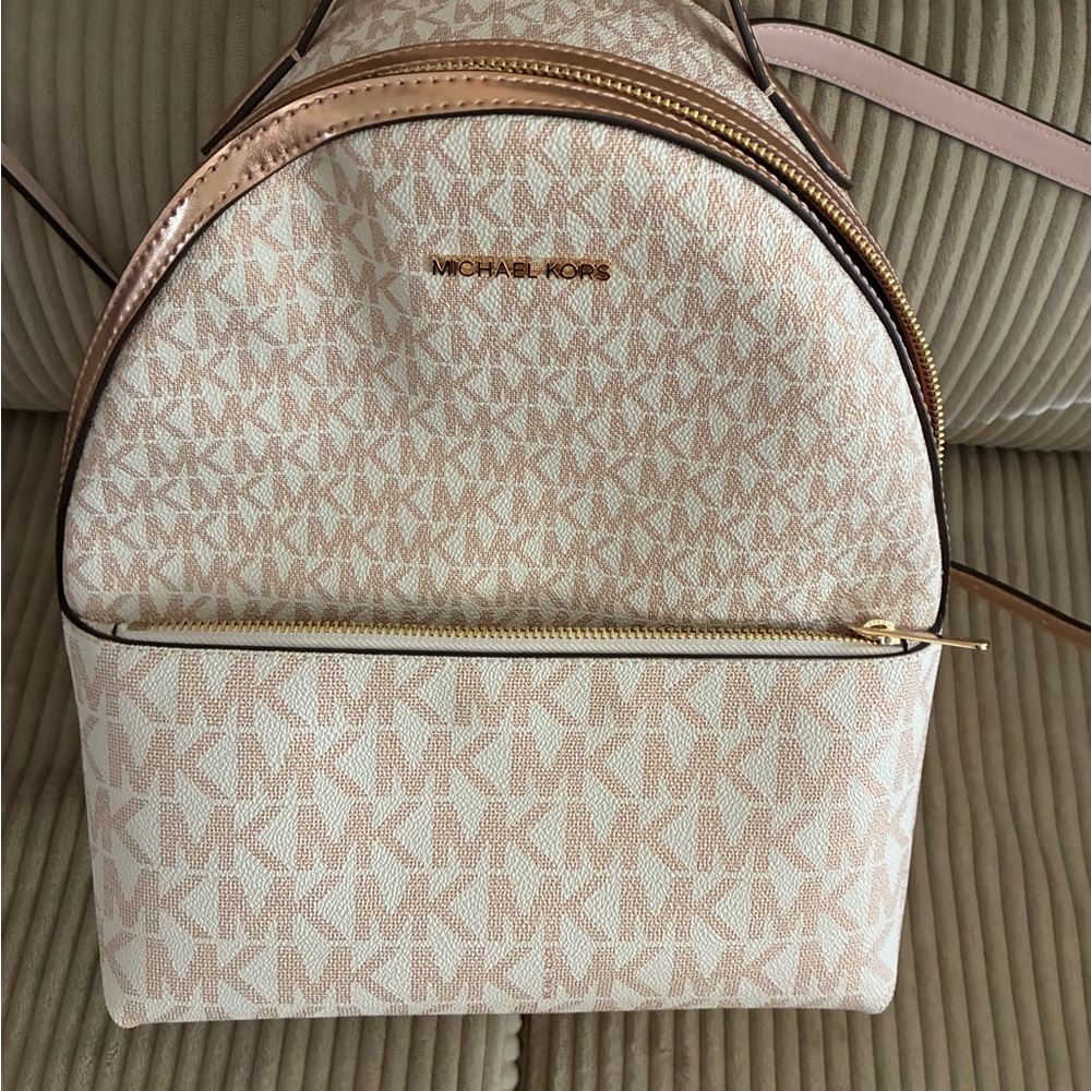 Michael Kors Pink Blush Logo Mini Backpack with Gold Hardware